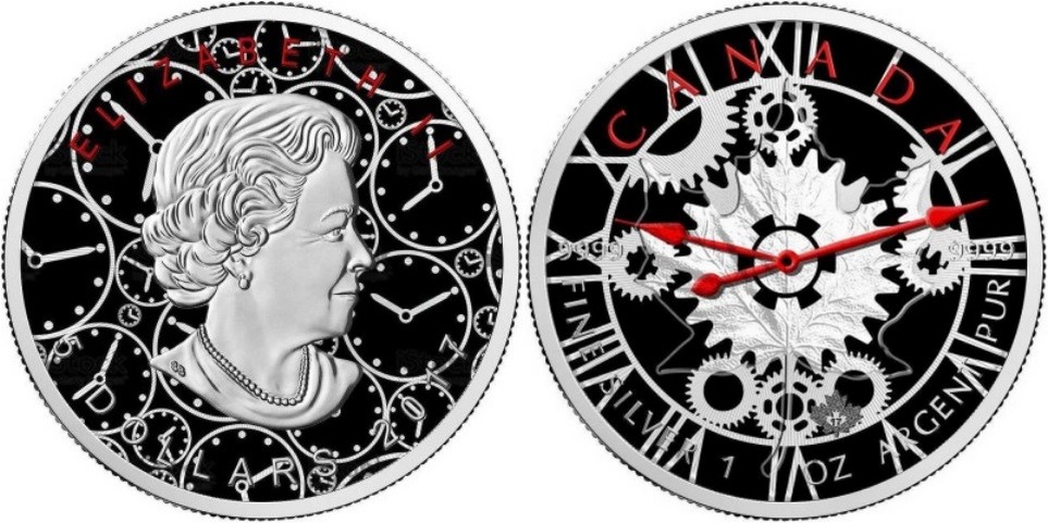 canada 2017 maple leaf horloge du temps