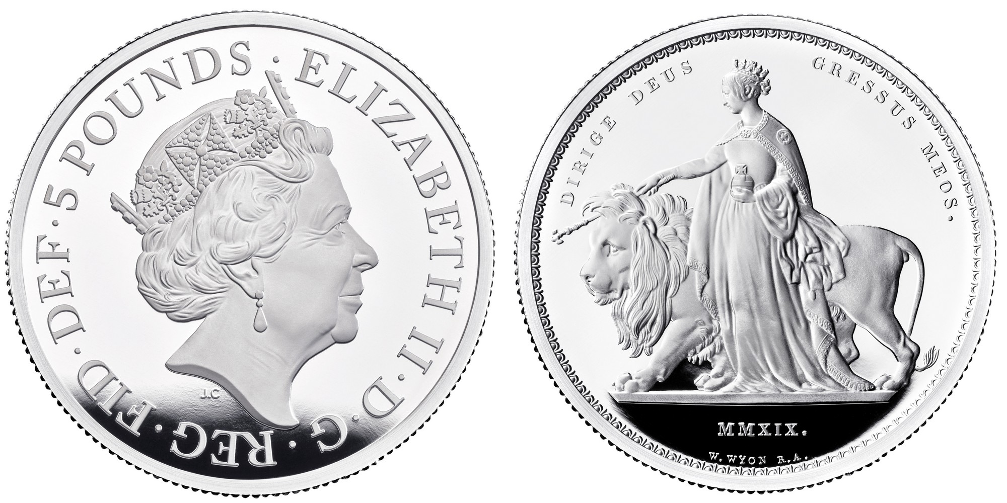 Una and the Lion 2019 UK Two-Ounce Silver Proof Coin obverse - UK19UL2S