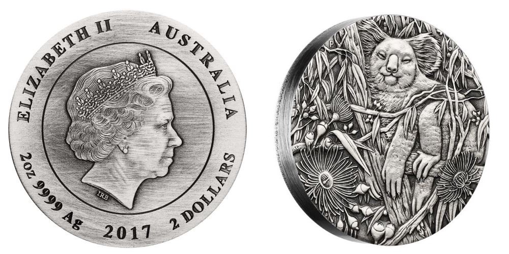 australie 2017 koala haut relief 2 oz