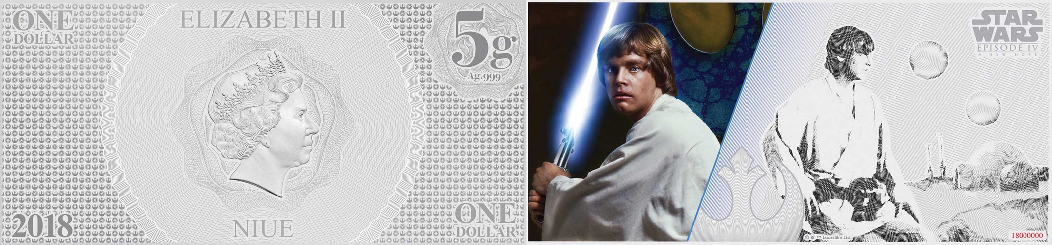 niue 2018 billet luke skywalker