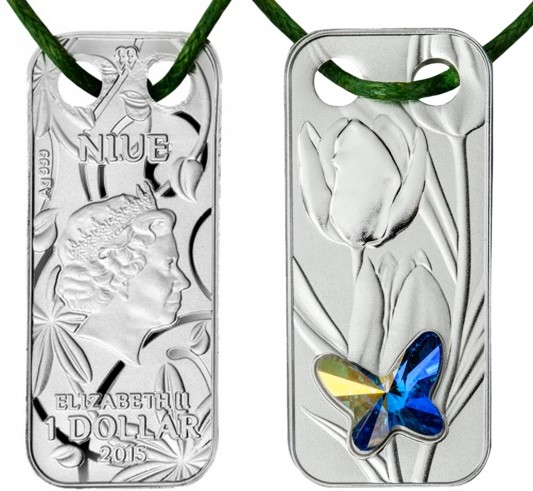 niue 2015 pendentif papillon