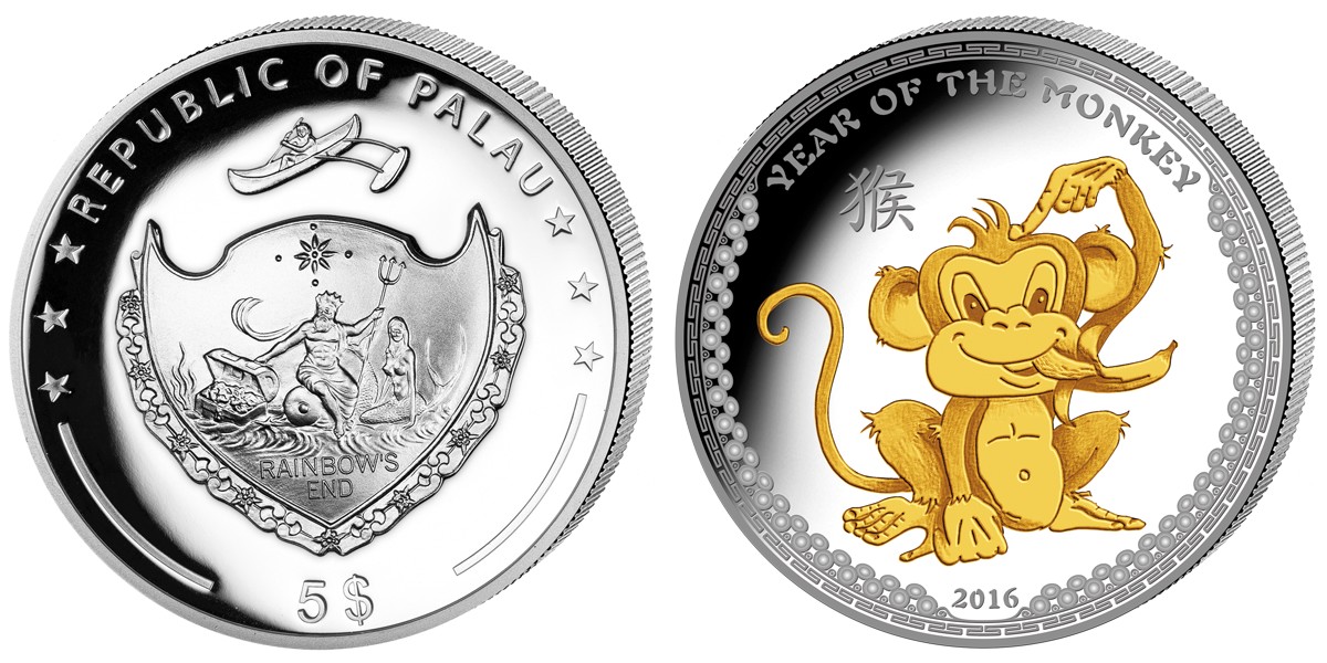 palau 2016 singe banane plaq or