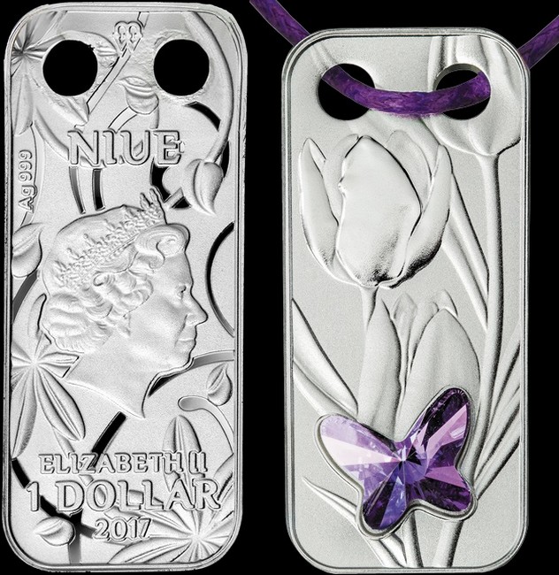 niue 2017 pendentif papillon