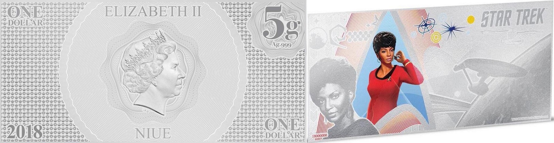niue 2018 billet star trek uhura