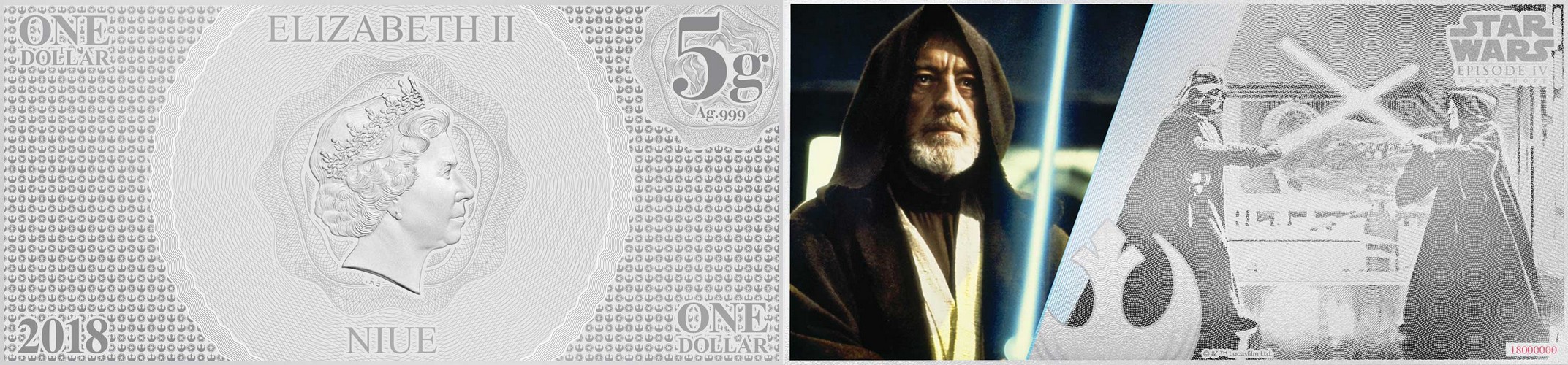 niue 2018 billet star wars Obi WanKenobi