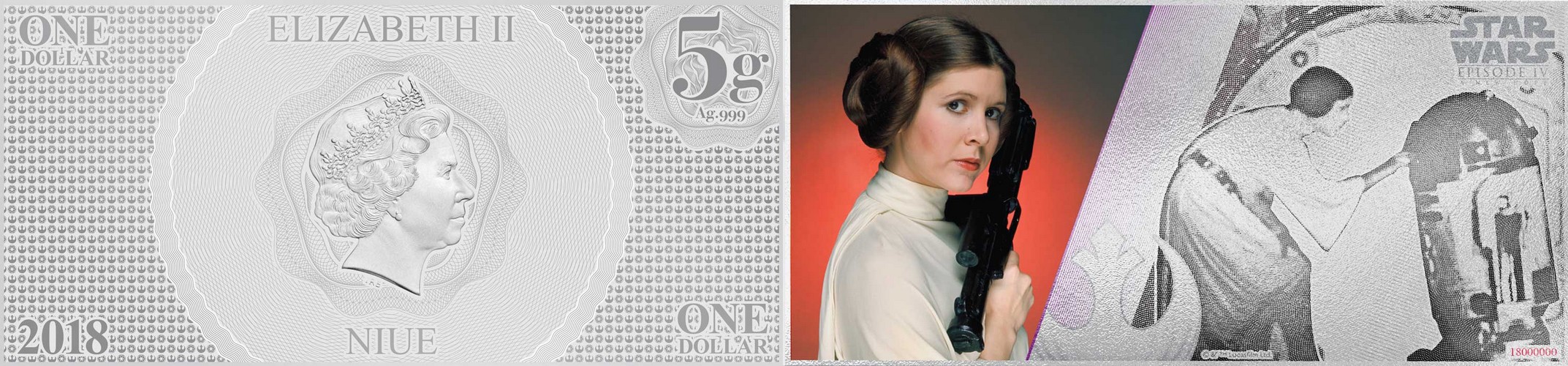 niue 2018 billet star wars princesse leia