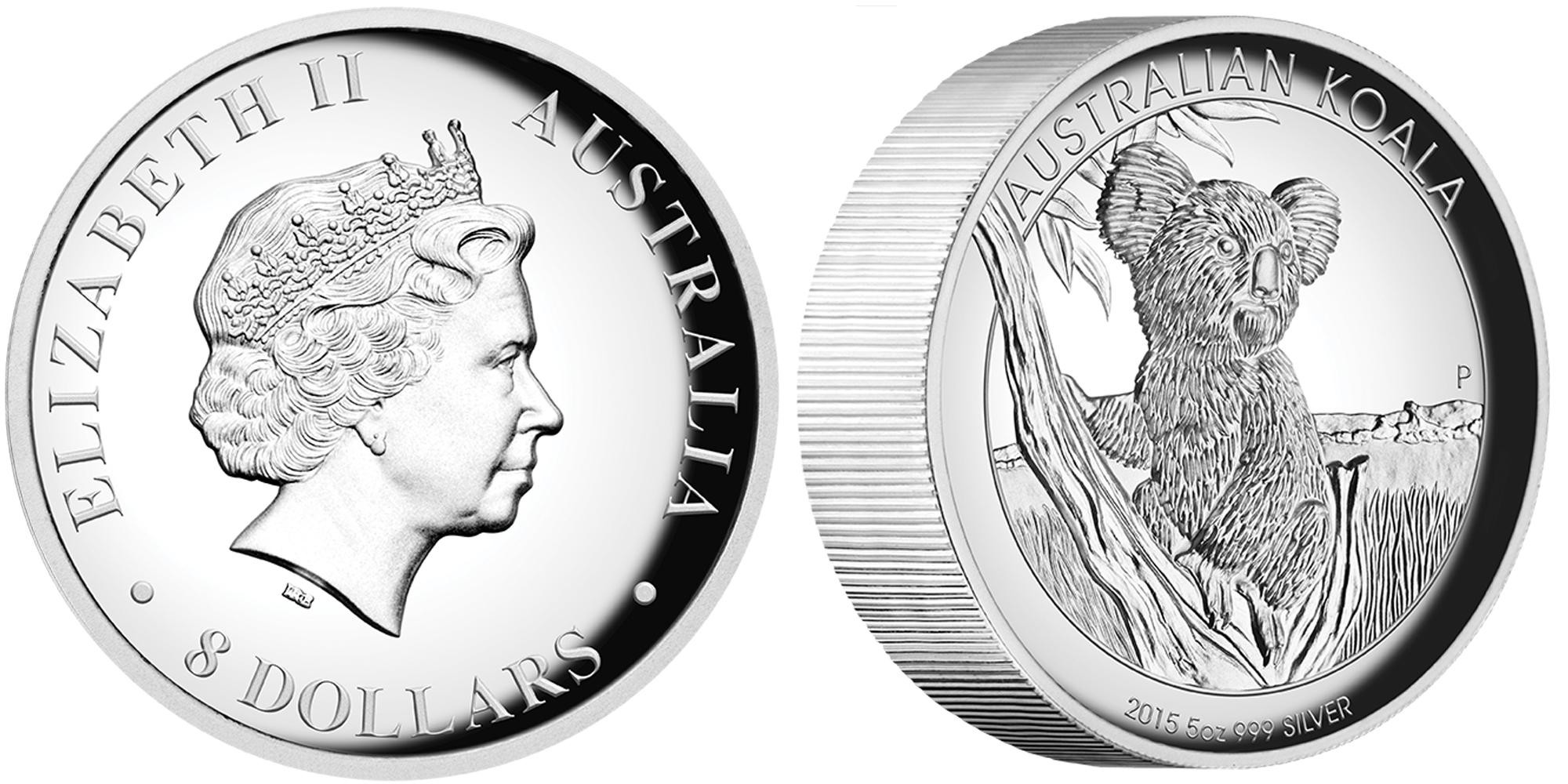 australie 2015 koala 5 oz haut relief