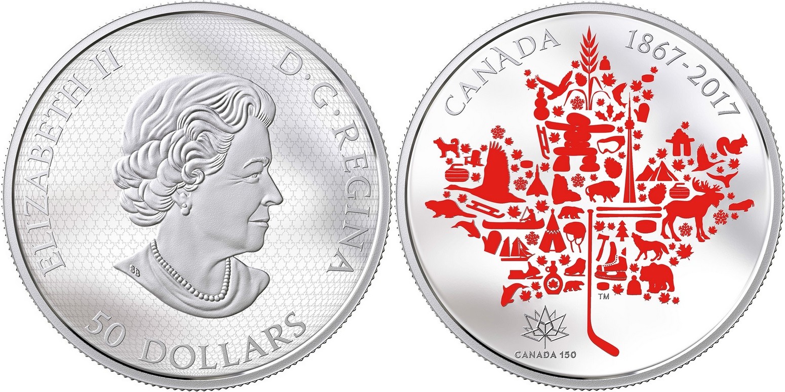 canada 2017 150 ans du canada symboles 5 oz