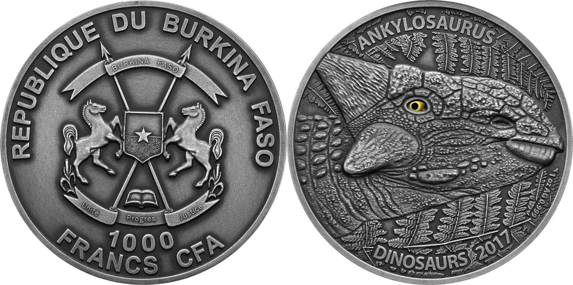 burkina faso 2017 dinosaures ankylosaure