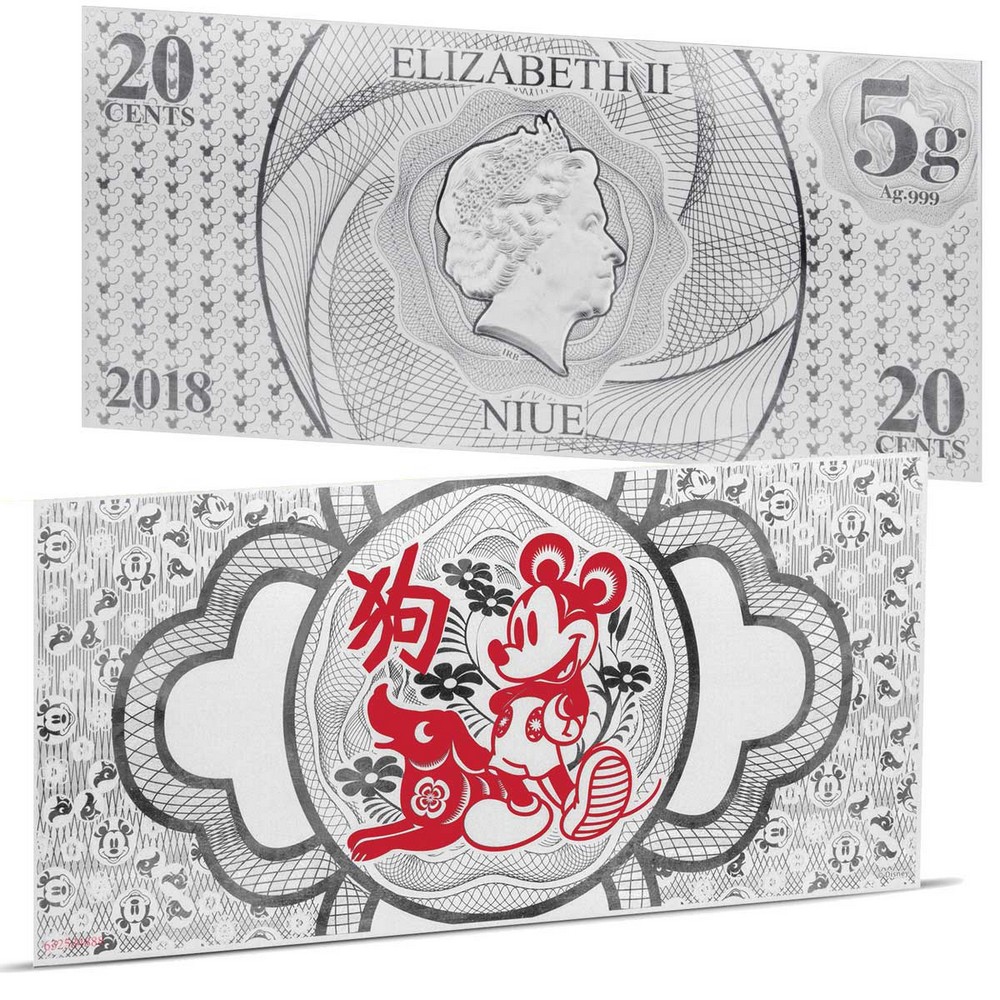 niue 2018 billet disney chien